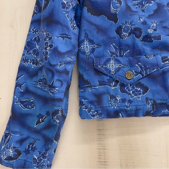 vtg LUCKY BRAND Hawaii printed blue terry cloth full zip jacket 90s 00s - Picture 5 of 9